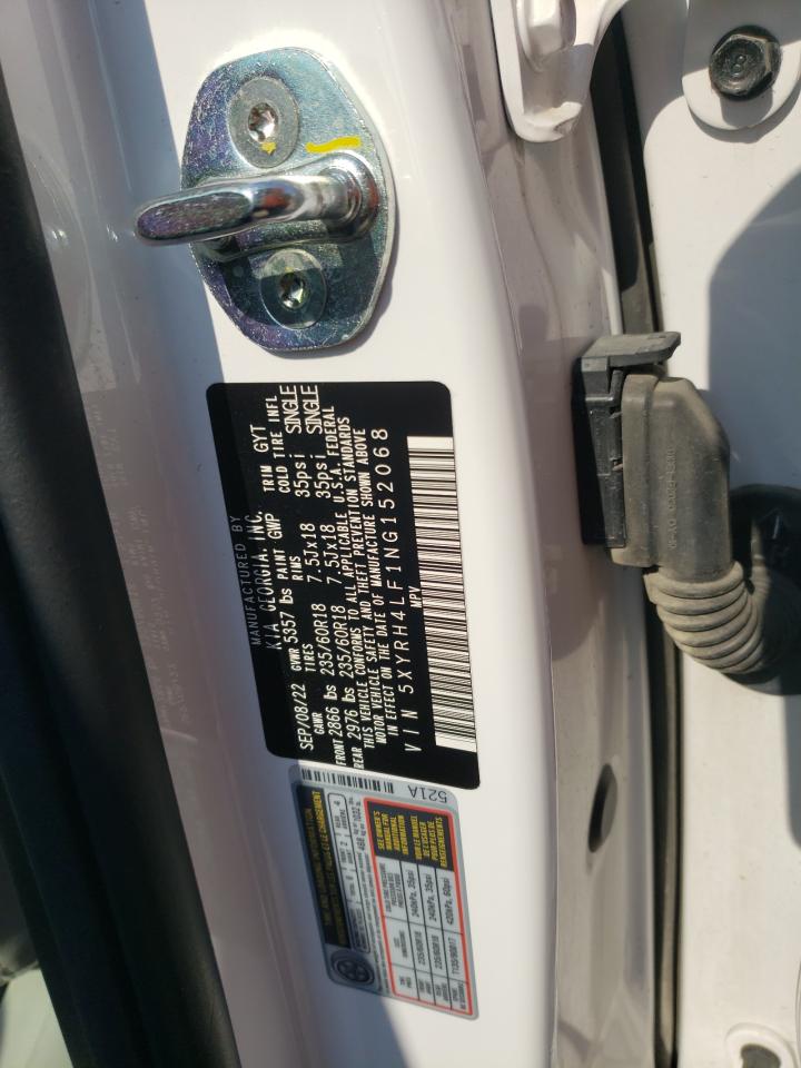 2022 KIA SORENTO EX VIN:5XYRH4LF1NG152068