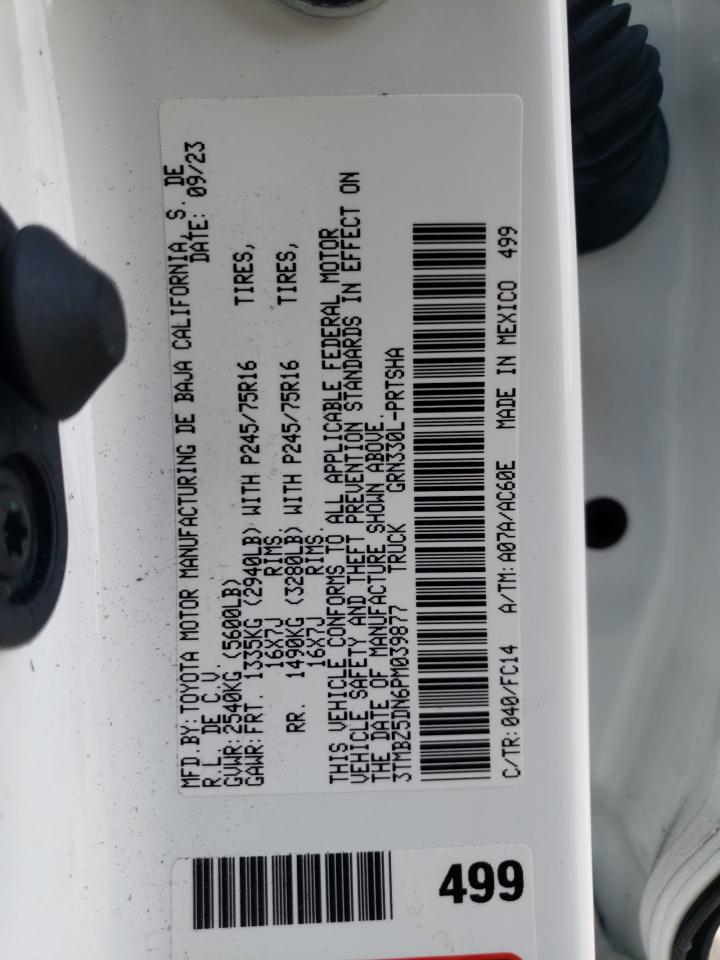 2023 TOYOTA TACOMA DOUBLE CAB VIN:3TMBZ5DN6PM039877