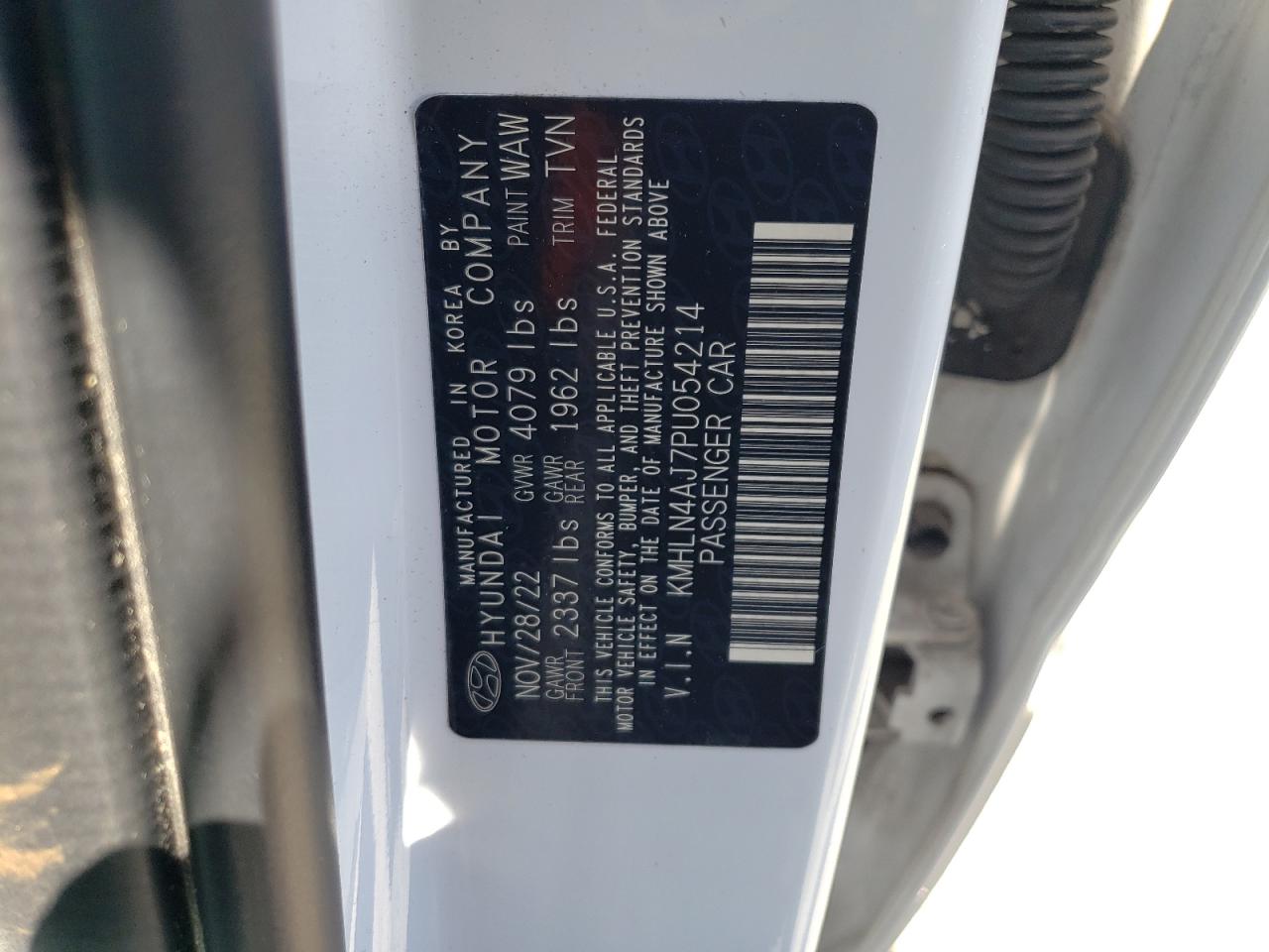 2023 HYUNDAI ELANTRA LIMITED VIN:KMHLN4AJ7PU054214