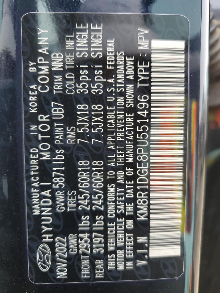 2023 HYUNDAI PALISADE SE VIN:KM8R1DGE8PU551496