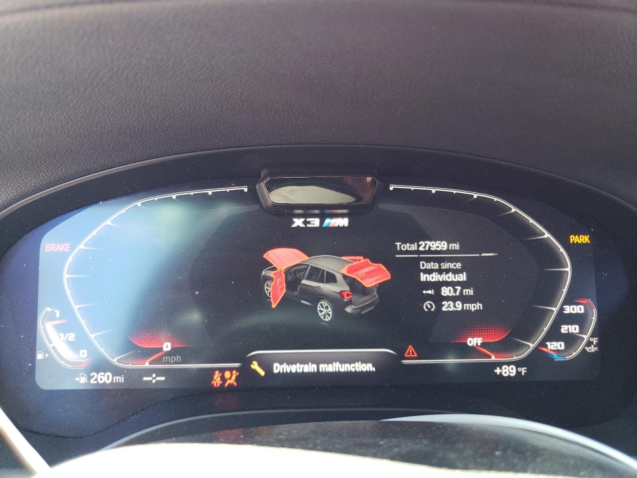 2023 BMW X3 M VIN:5YM13EC0XP9R08389