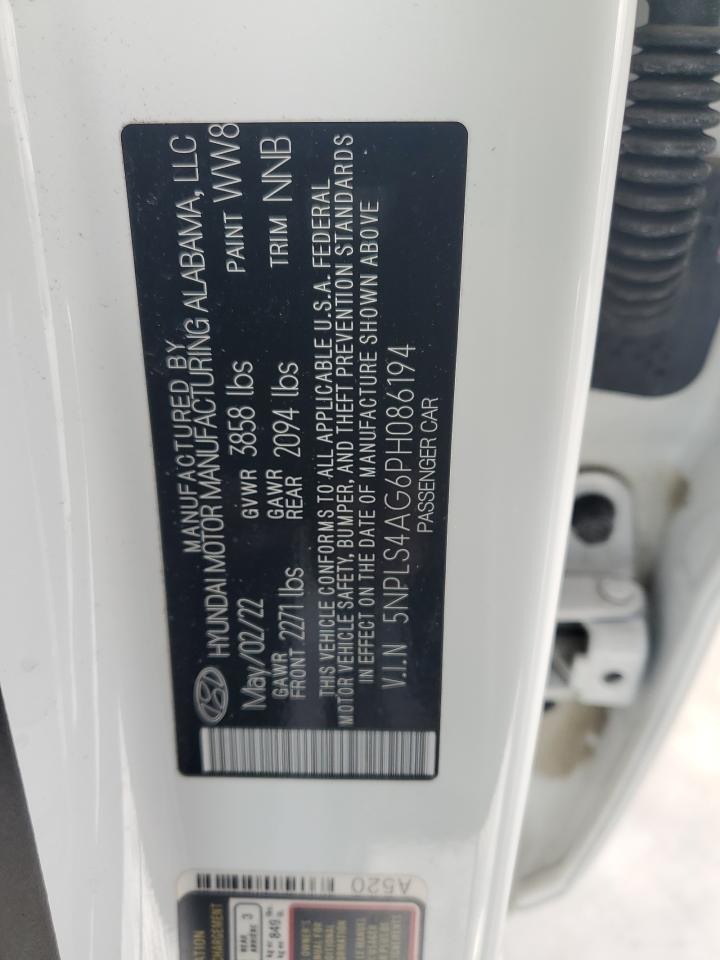 2023 HYUNDAI ELANTRA SEL VIN:5NPLS4AG6PH086194