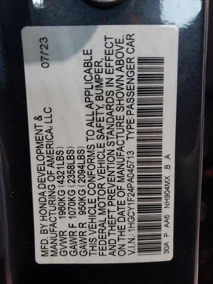 2023 HONDA ACCORD LX VIN:1HGCY1F24PA045713