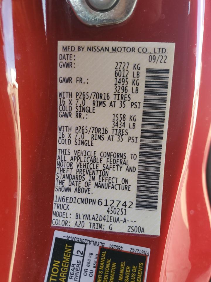 2023 NISSAN FRONTIER S VIN:1N6ED1CM0PN612742