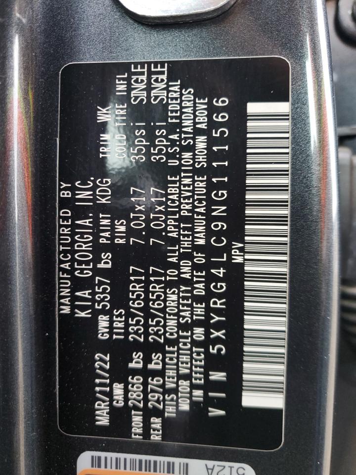 2022 KIA SORENTO LX VIN:5XYRG4LC9NG111566