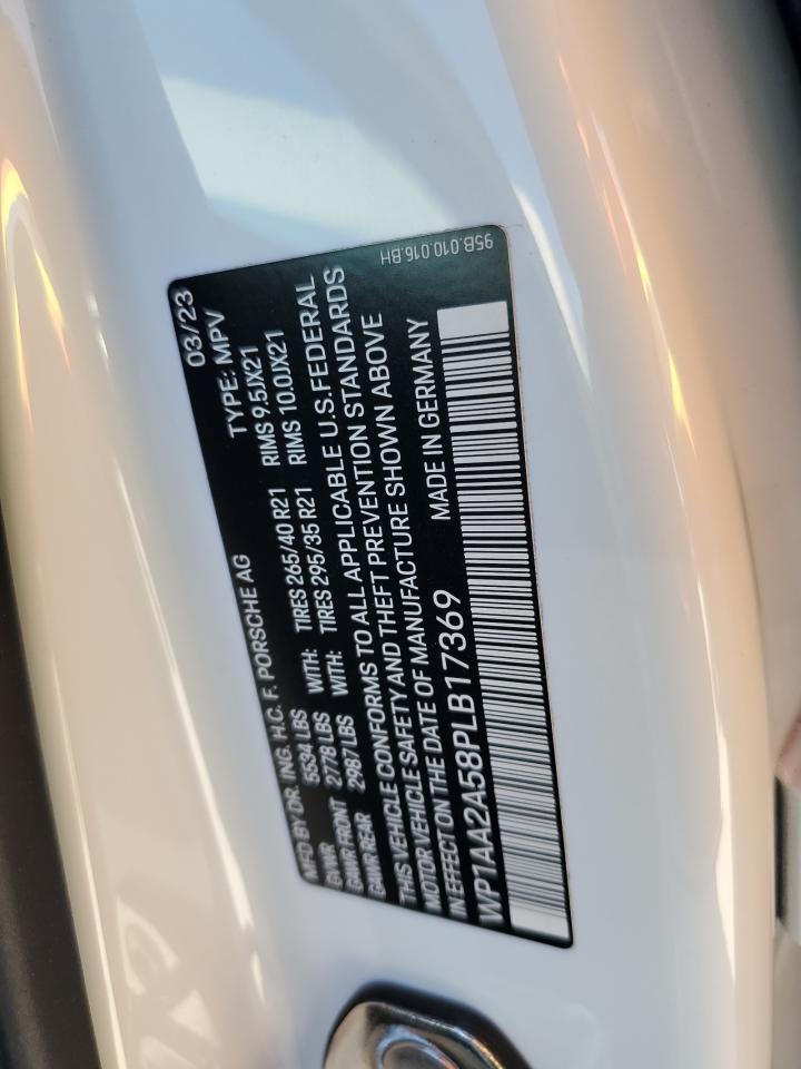 2023 PORSCHE MACAN BASE VIN:WP1AA2A58PLB17369