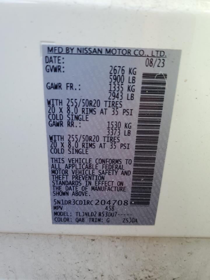 2024 NISSAN PATHFINDER SL VIN:5N1DR3CD1RC204708