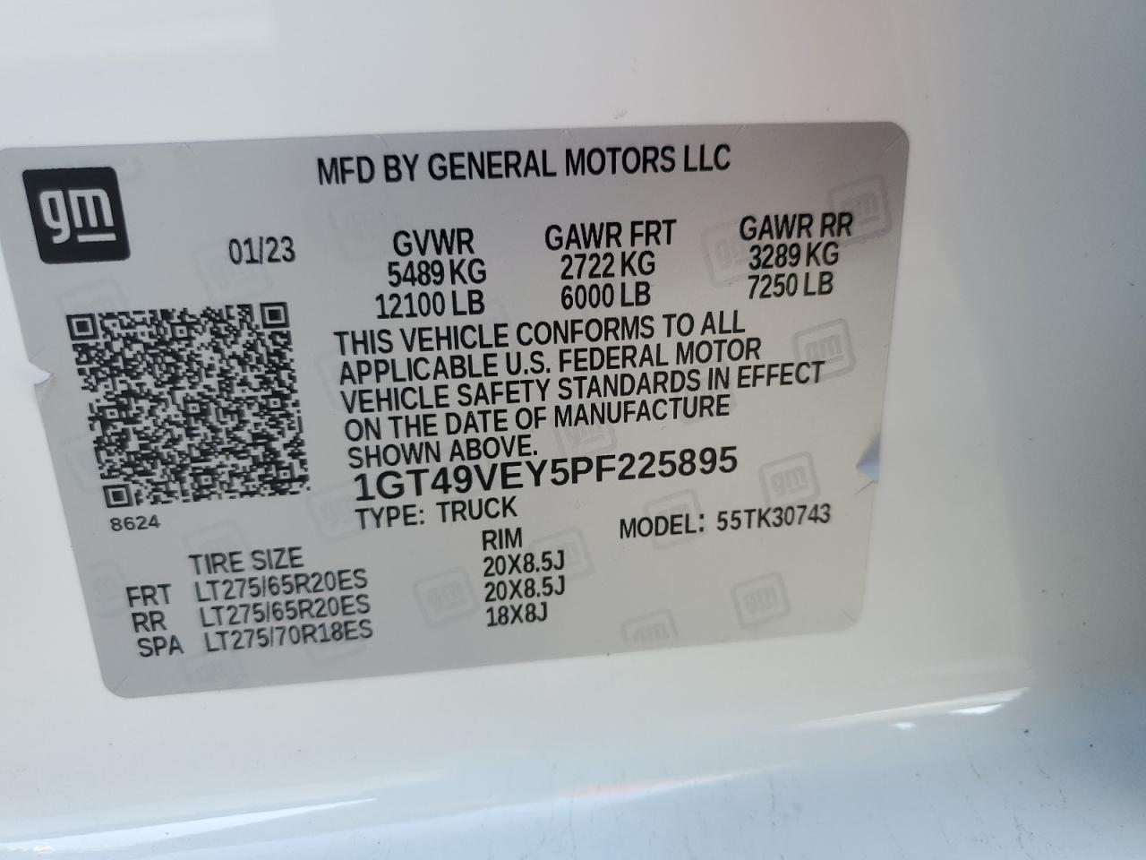 2023 GMC SIERRA K3500 AT4 VIN:1GT49VEY5PF225895