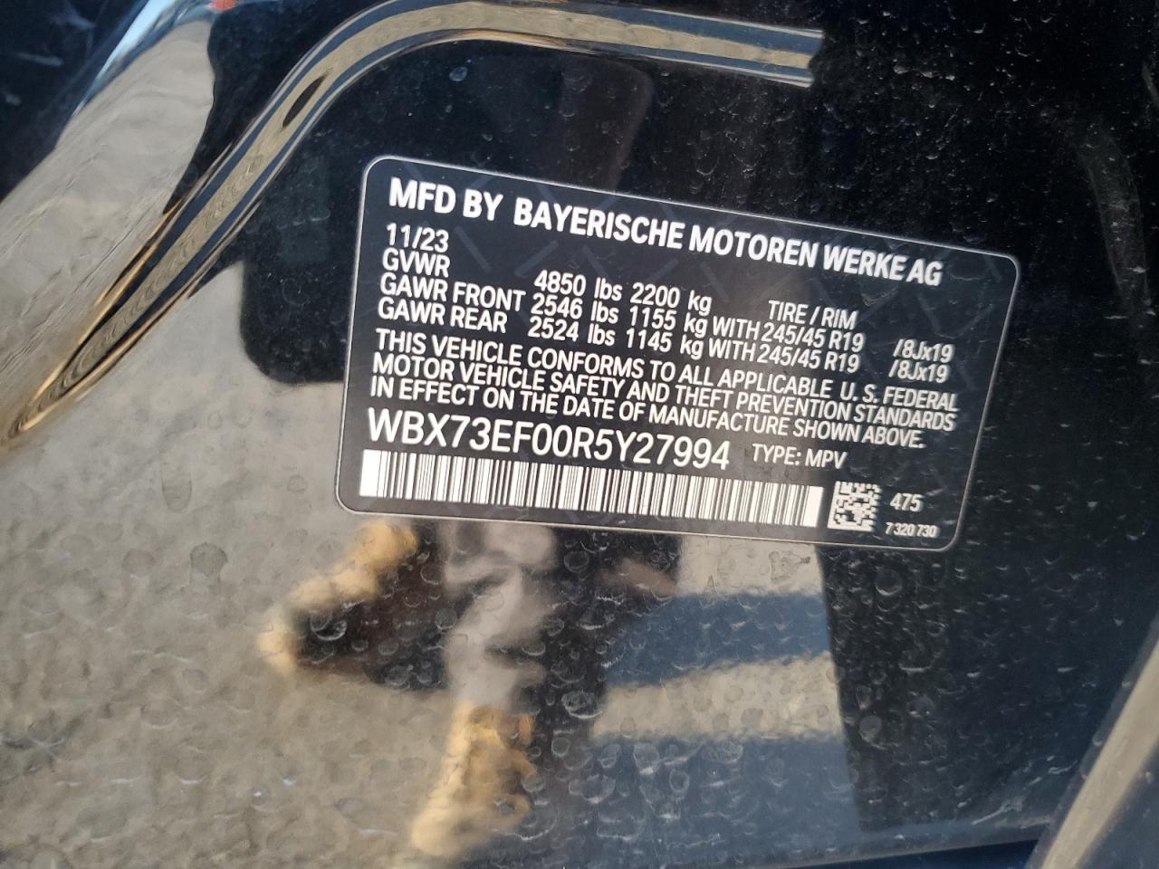 2024 BMW X1 XDRIVE28I VIN:WBX73EF00R5Y27994