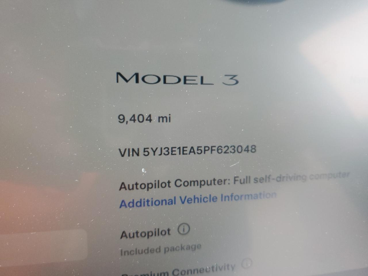 2023 TESLA MODEL 3  VIN:5YJ3E1EA5PF623048