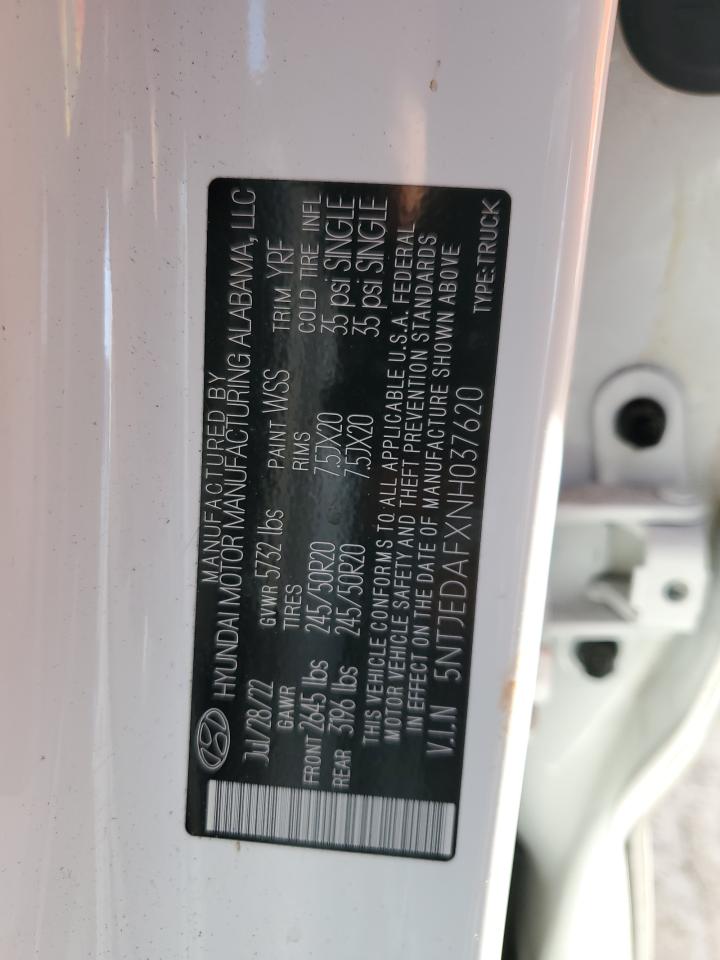 2022 HYUNDAI SANTA CRUZ LIMITED VIN:5NTJEDAFXNH037620