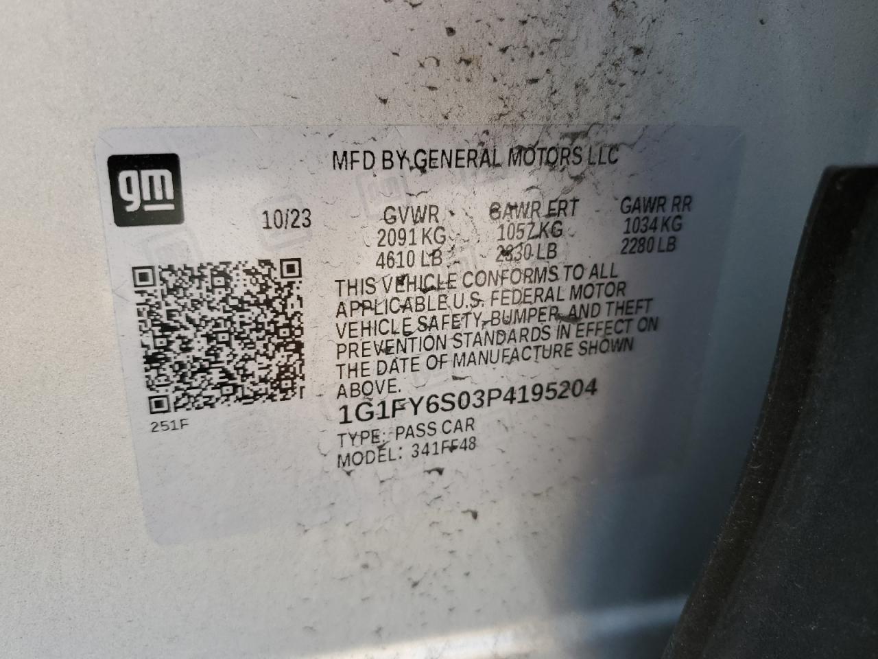 2023 CHEVROLET BOLT EUV LT VIN:1G1FY6S03P4195204