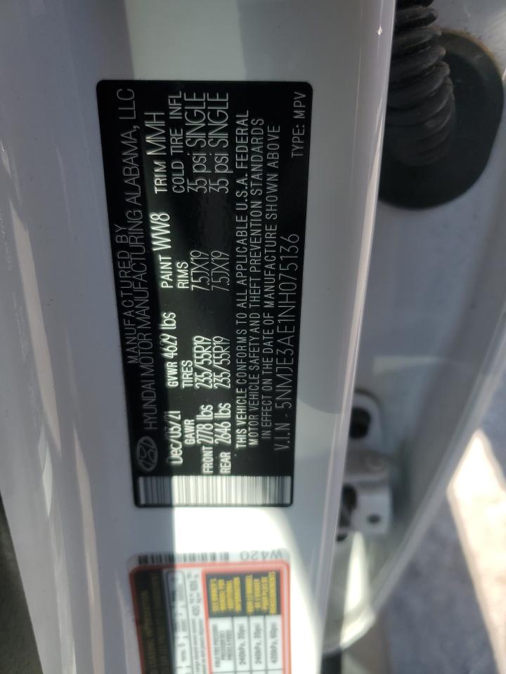 2022 HYUNDAI TUCSON LIMITED VIN:5NMJE3AE1NH075136