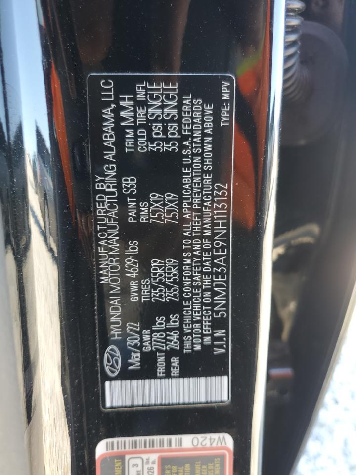 2022 HYUNDAI TUCSON LIMITED VIN:5NMJE3AE9NH113132