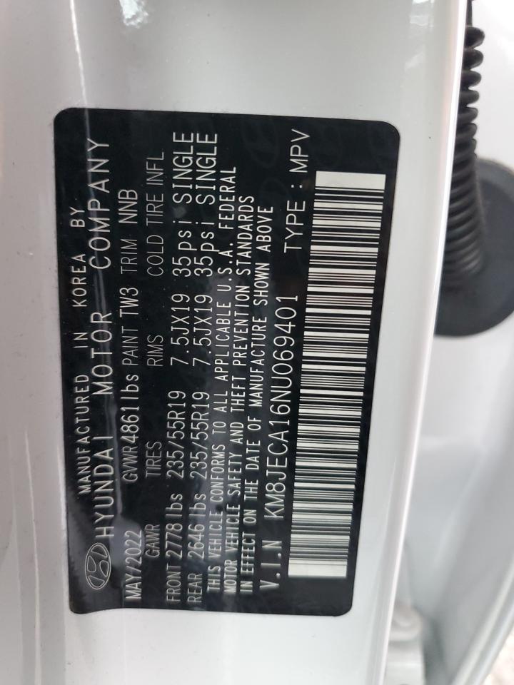 2022 HYUNDAI TUCSON LIMITED VIN:KM8JECA16NU069401