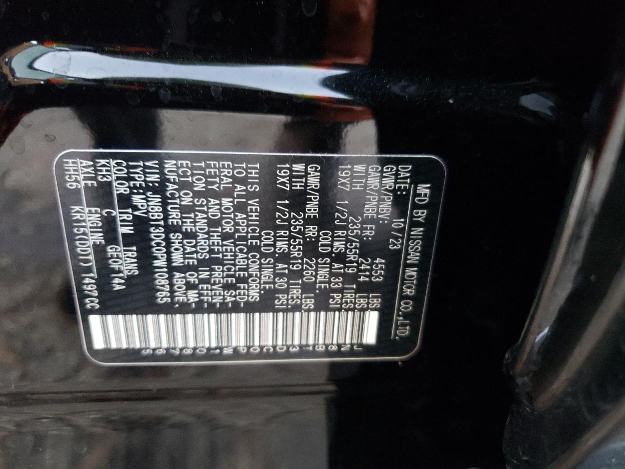 2023 NISSAN ROGUE PLATINUM VIN:JN8BT3DC0PW108765