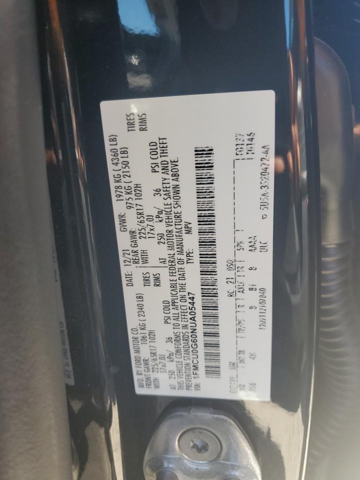 2022 FORD ESCAPE SE VIN:1FMCU0G60NUA05447