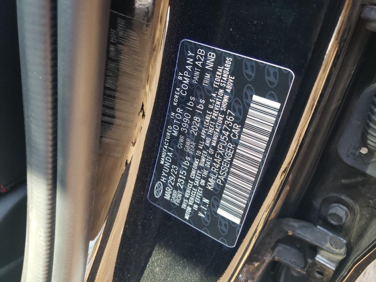 2023 HYUNDAI ELANTRA N LINE VIN:KMHLR4AFXPU547367