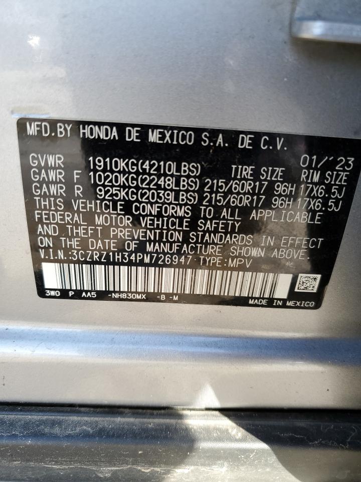 2023 HONDA HR-V LX VIN:3CZRZ1H34PM726947