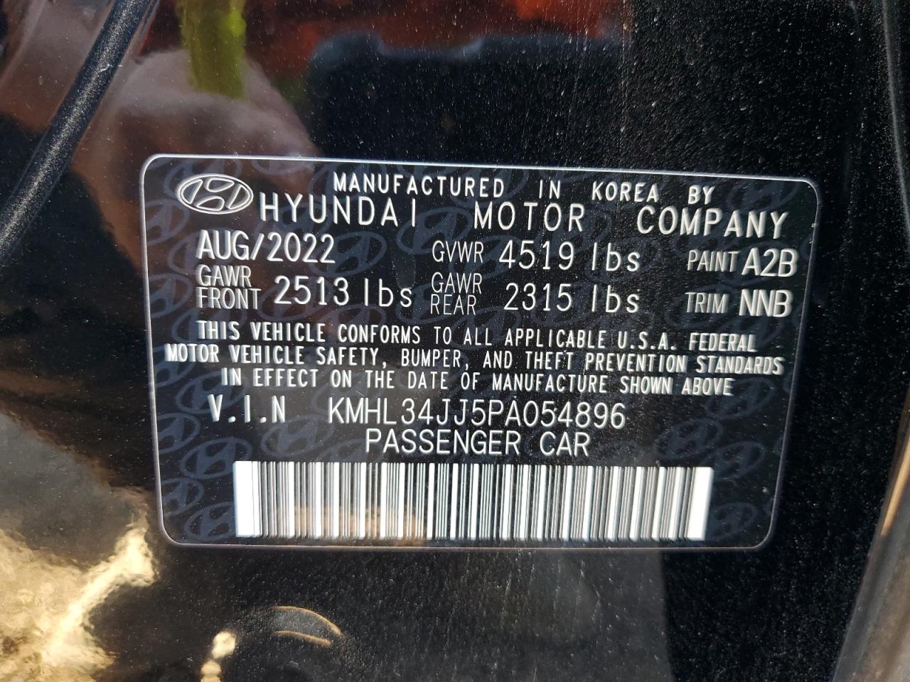 2023 HYUNDAI SONATA HYBRID VIN:KMHL34JJ5PA054896