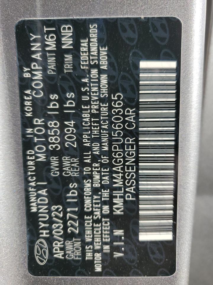 2023 HYUNDAI ELANTRA SEL VIN:KMHLM4AG6PU560365