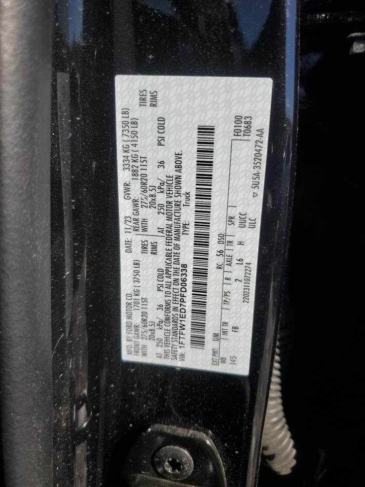 2023 FORD F150 SUPERCREW VIN:1FTFW1ED7PFD06338