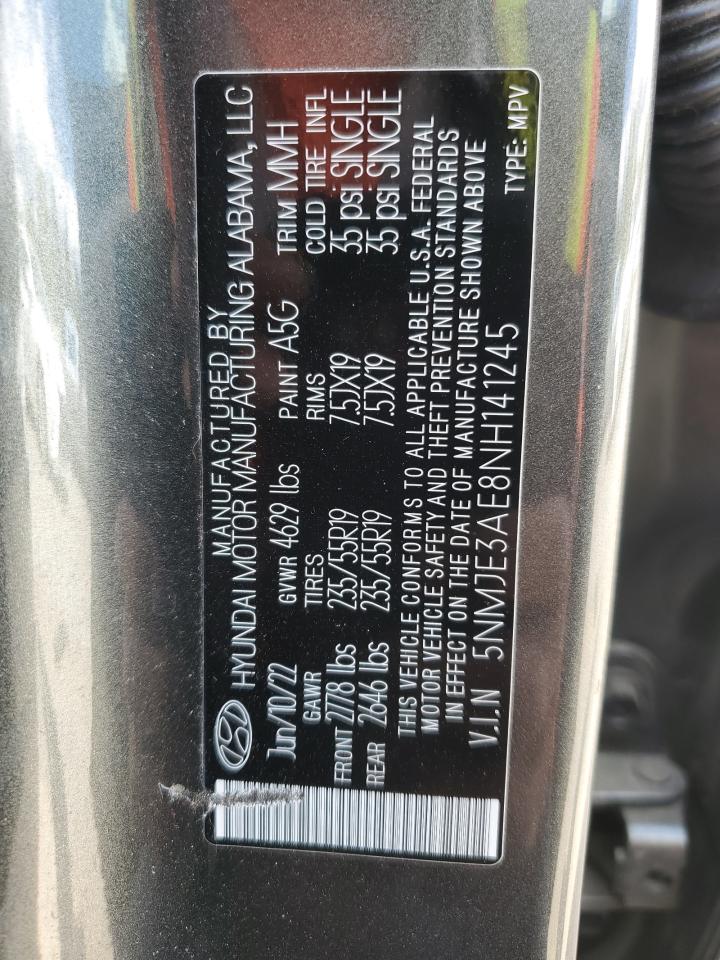 2022 HYUNDAI TUCSON LIMITED VIN:5NMJE3AE8NH141245