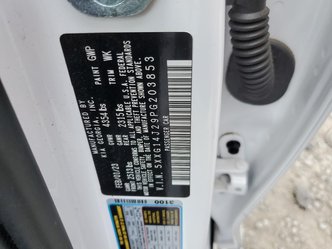 2023 KIA K5 LXS VIN:5XXG14J29PG203853