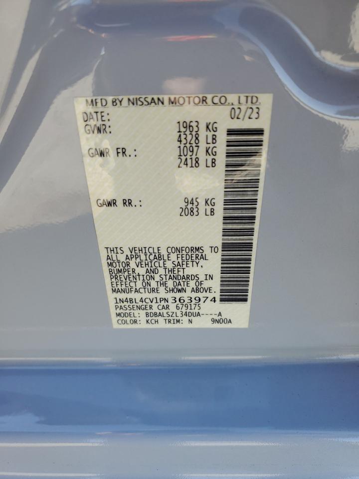 2023 NISSAN ALTIMA SR VIN:1N4BL4CV1PN363974