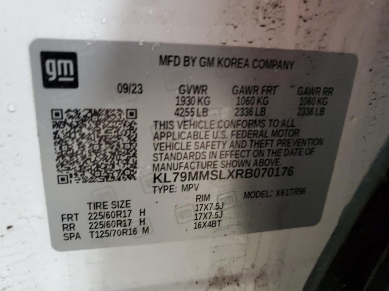 2024 CHEVROLET TRAILBLAZER LS VIN:KL79MMSLXRB070176