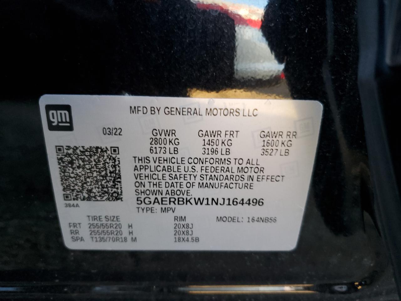 2022 BUICK ENCLAVE ESSENCE VIN:5GAERBKW1NJ164496