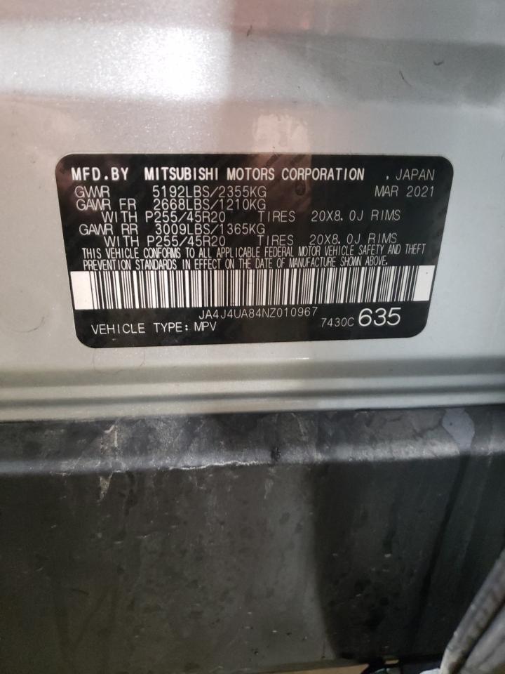 2022 MITSUBISHI OUTLANDER SE VIN:JA4J4UA84NZ010967