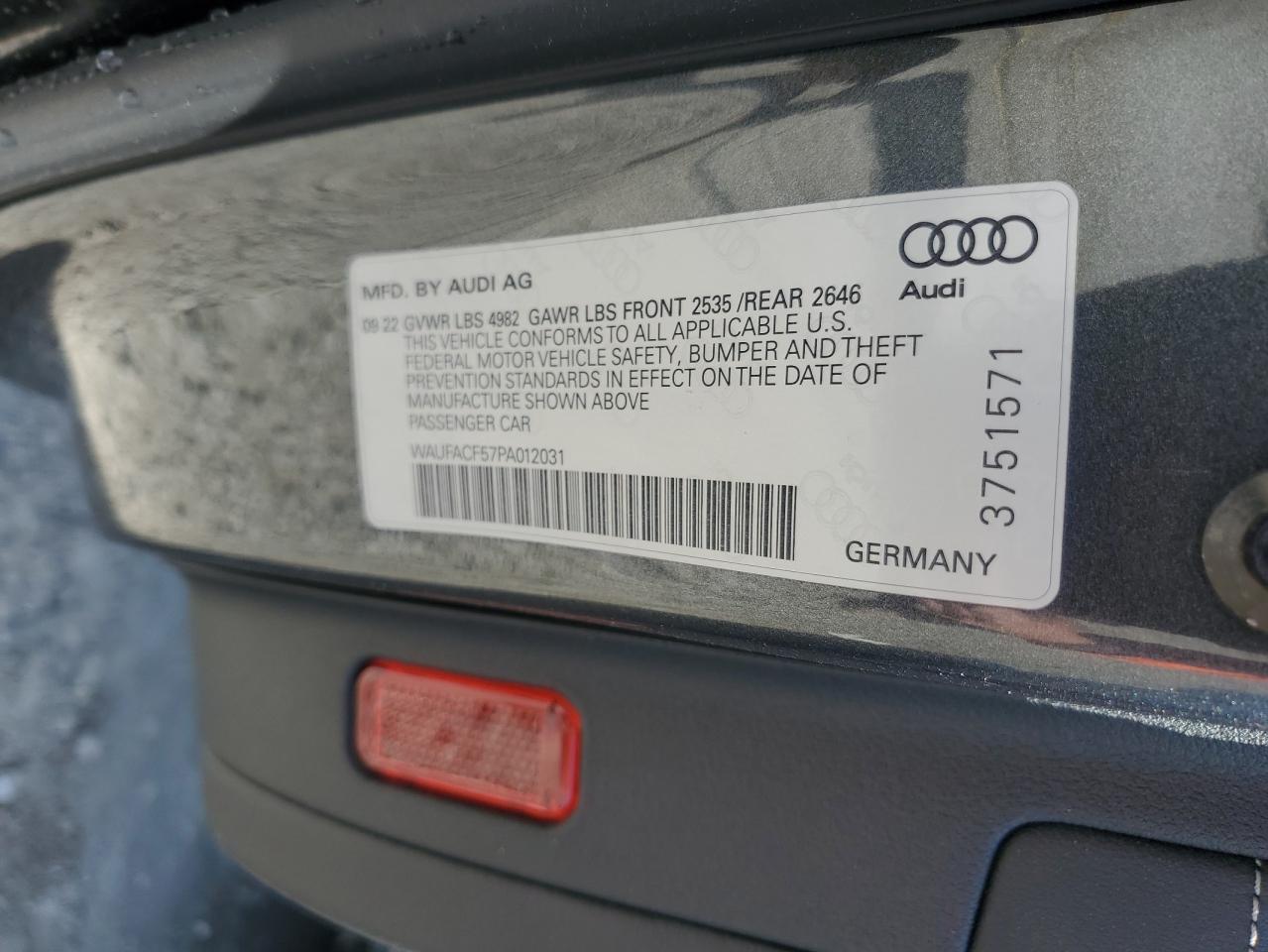 2023 AUDI A5 PREMIUM PLUS 45 VIN:WAUFACF57PA012031