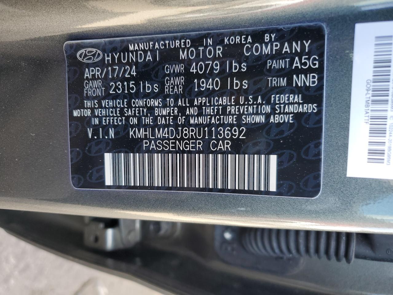 2024 HYUNDAI ELANTRA BLUE VIN:KMHLM4DJ8RU113692