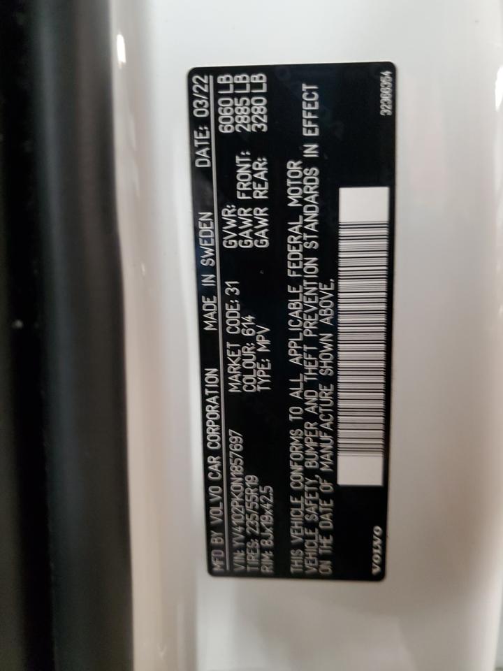 2022 VOLVO XC90 T5 MOMENTUM VIN:YV4102PK0N1857697