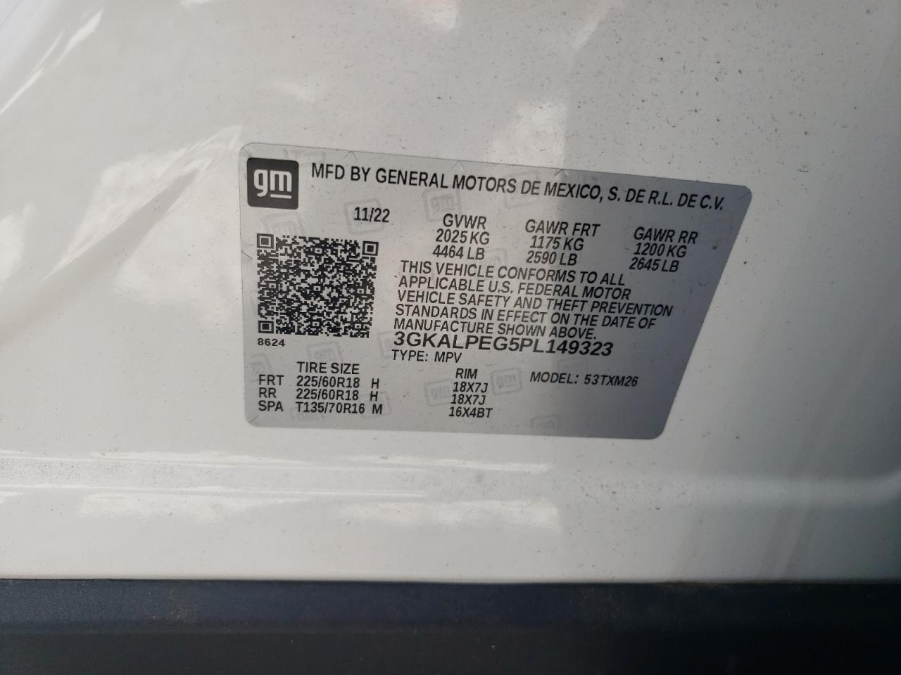 2023 GMC TERRAIN SLT VIN:3GKALPEG5PL149323