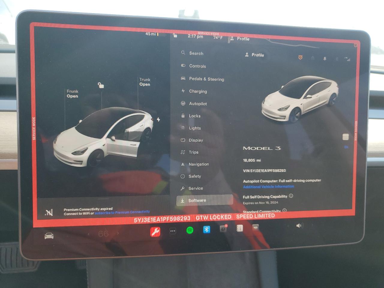2023 TESLA MODEL 3  VIN:5YJ3E1EA1PF598293