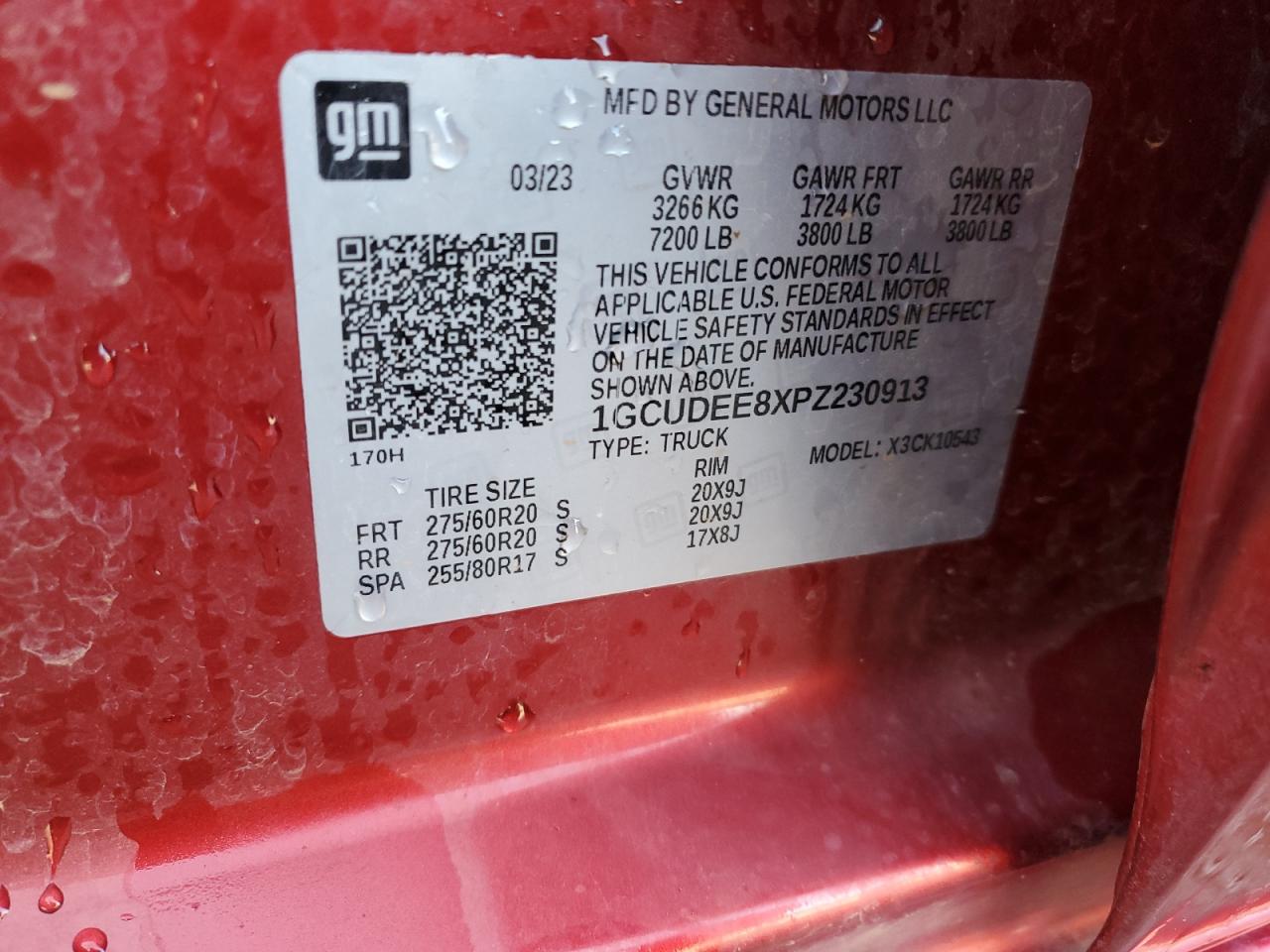 2023 CHEVROLET SILVERADO K1500 RST VIN:1GCUDEE8XPZ230913