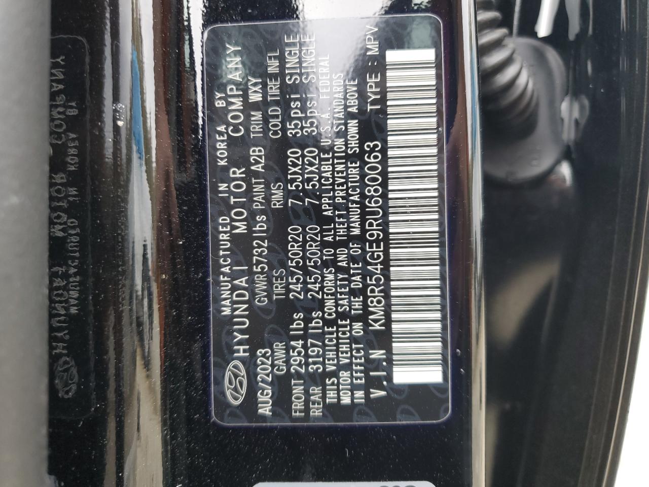2024 HYUNDAI PALISADE LIMITED VIN:KM8R54GE9RU680063