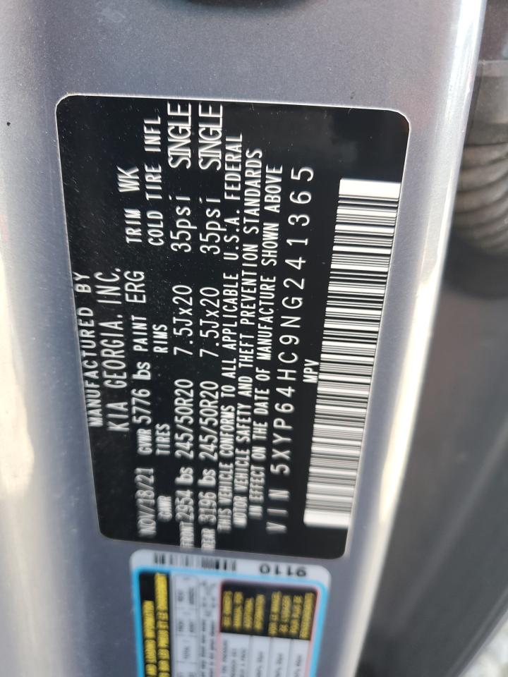 2022 KIA TELLURIDE S VIN:5XYP64HC9NG241365