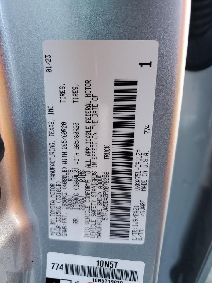 2023 TOYOTA TUNDRA DOUBLE CAB LIMITED VIN:5TFJA5DA2PX078086