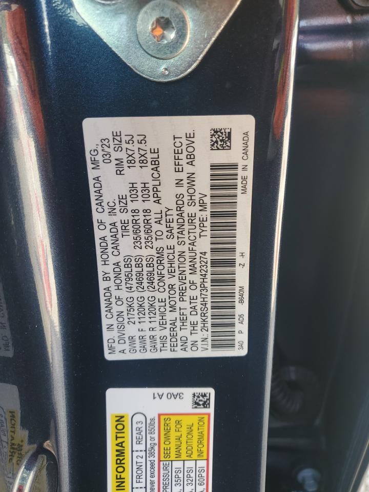 2023 HONDA CR-V EXL VIN:2HKRS4H73PH423274