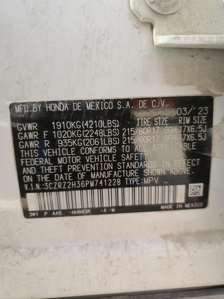 2023 HONDA HR-V LX VIN:3CZRZ2H36PM741228