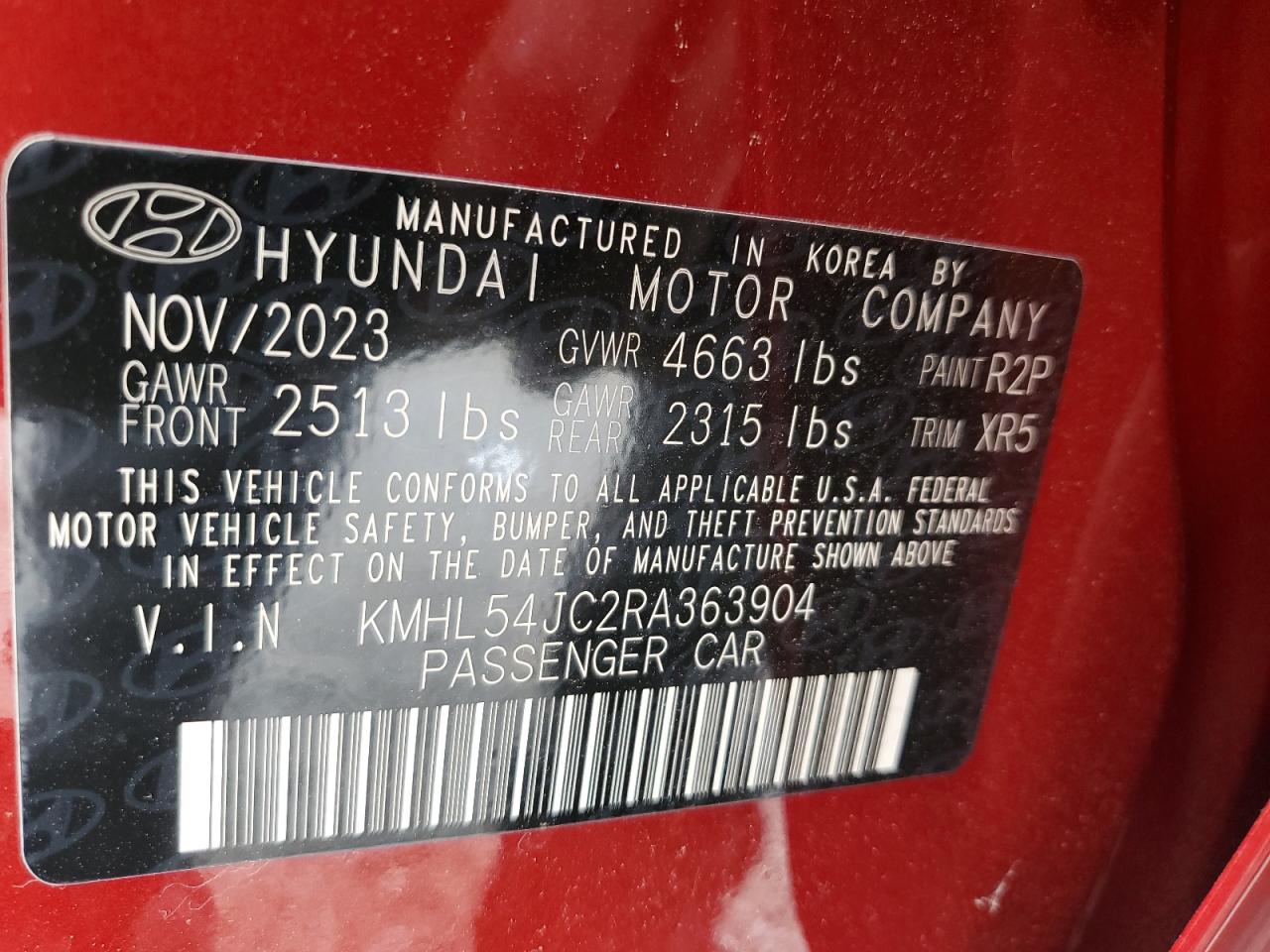 2024 HYUNDAI SONATA N LINE VIN:KMHL54JC2RA363904