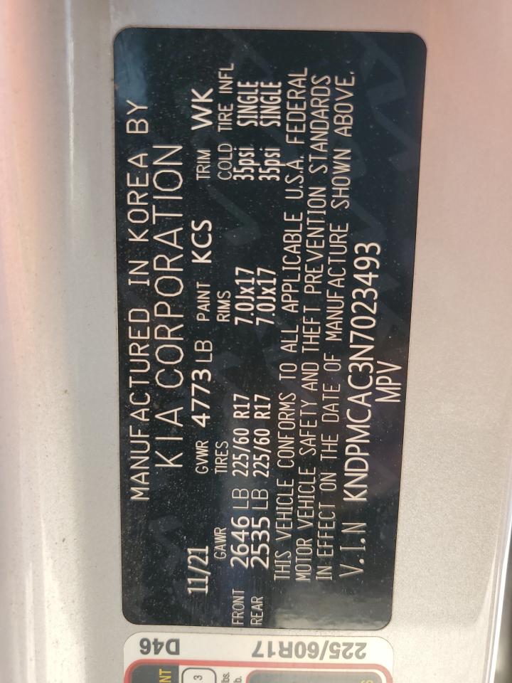 2022 KIA SPORTAGE LX VIN:KNDPMCAC3N7023493