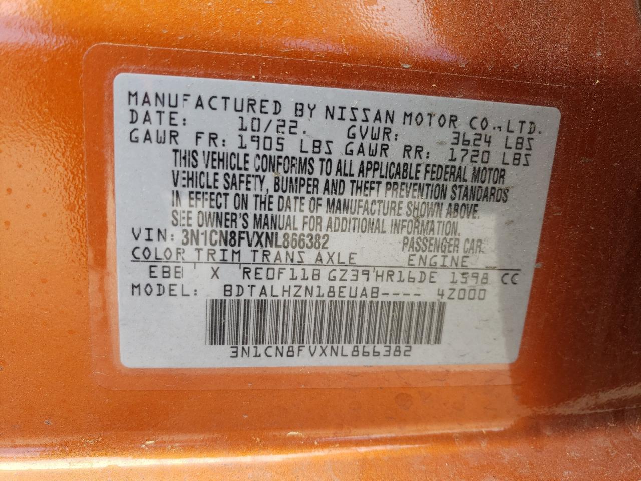 2022 NISSAN VERSA SR VIN:3N1CN8FVXNL866382