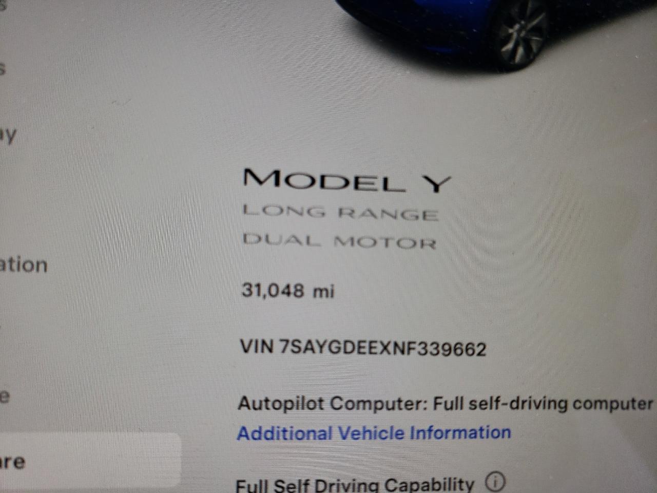 2022 TESLA MODEL Y  VIN:7SAYGDEEXNF339662