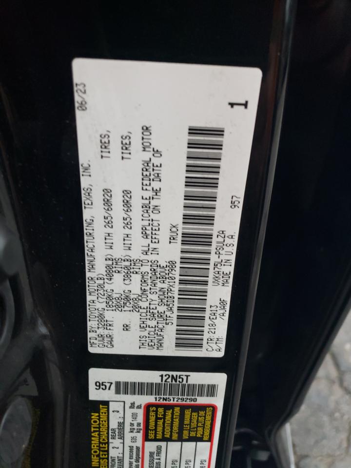 2023 TOYOTA TUNDRA CREWMAX LIMITED VIN:5TFJA5DB7PX107980