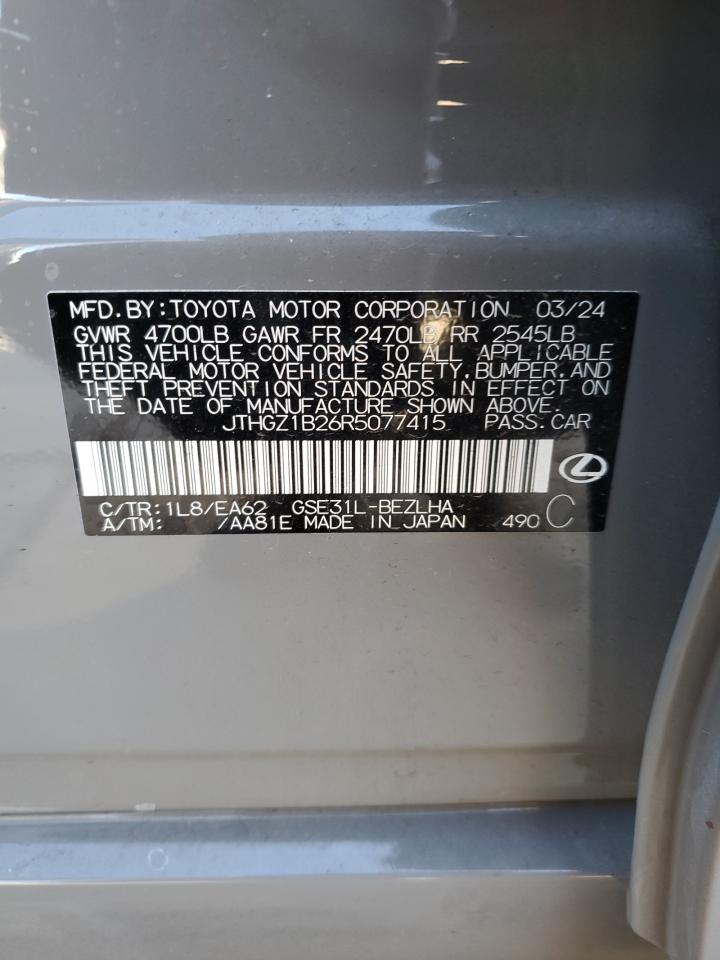 2024 LEXUS IS 350 F SPORT DESIGN VIN:JTHGZ1B26R5077415