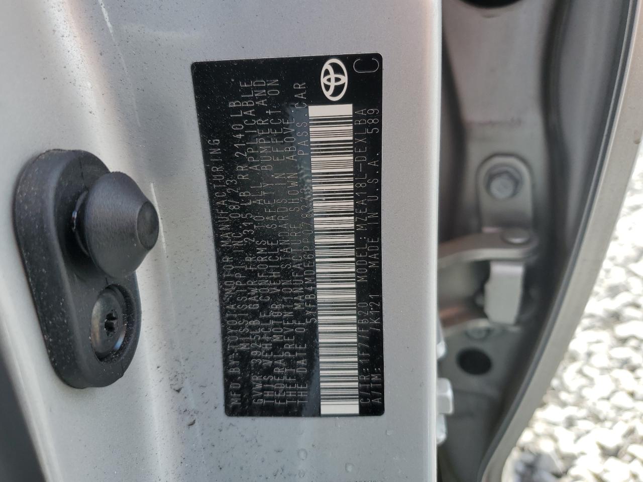 2023 TOYOTA COROLLA LE VIN:5YFB4MDE6PP078373